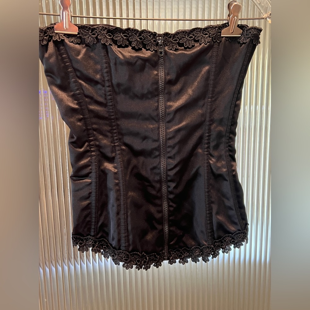 Corset Top Black with Lace Trim